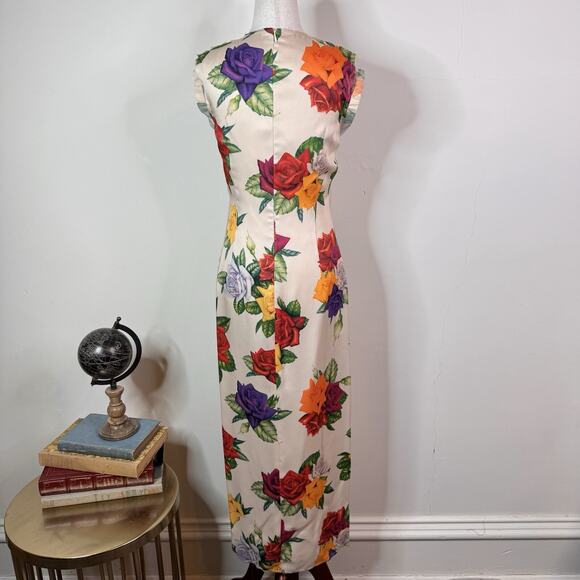 Commission Cold Shoulder Sheath Dress Organza Floral Raw Edge Avant Garde Size 4 - Picture 11 of 14